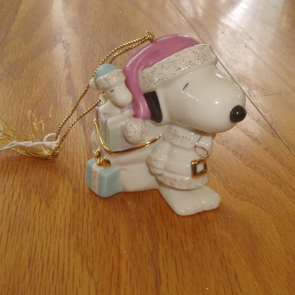 Lenox Santa Snoopy Woodstock Christmas tree ornament Peanuts Charlie Brown - Picture 1 of 1